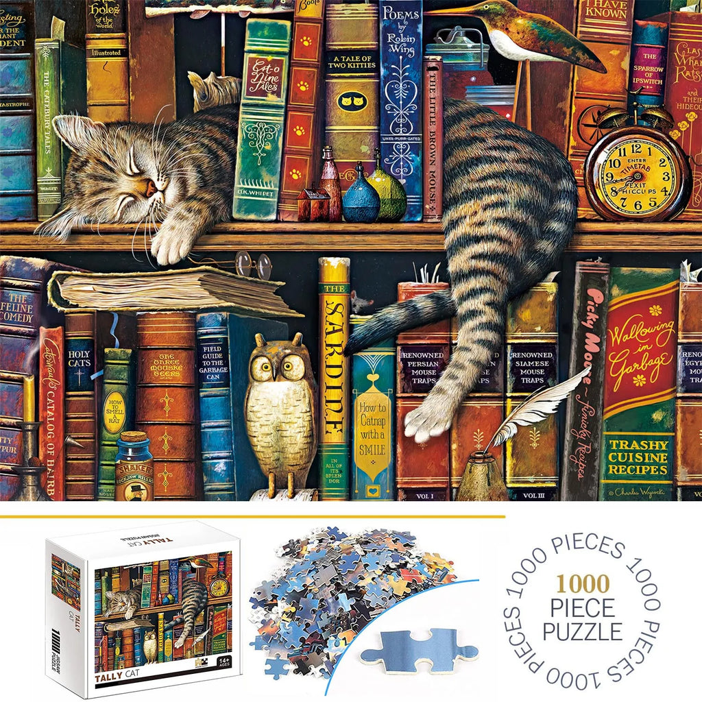 Puzzle 1000 pièces Chat de bibliothèque