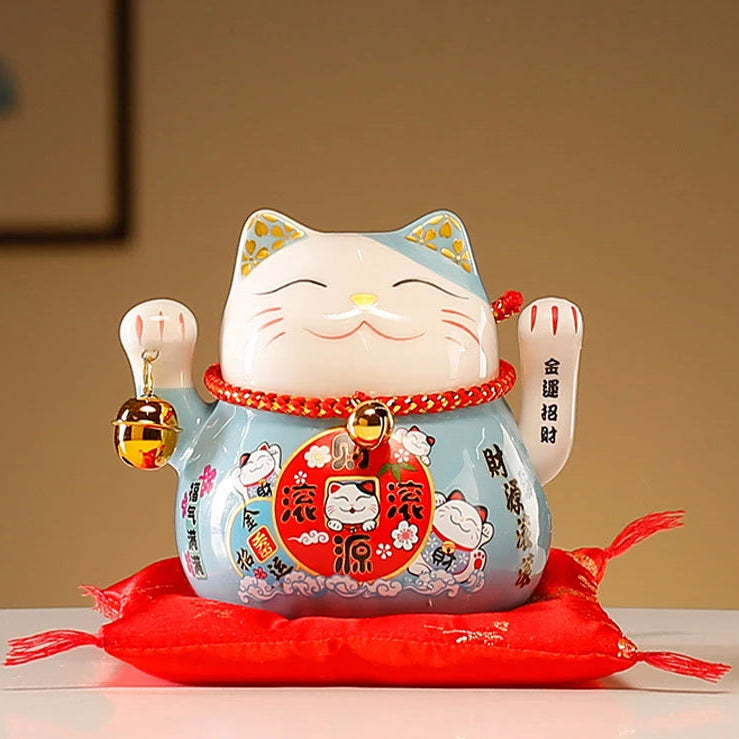 Chat Chinois Porte-Bonheur En Céramique