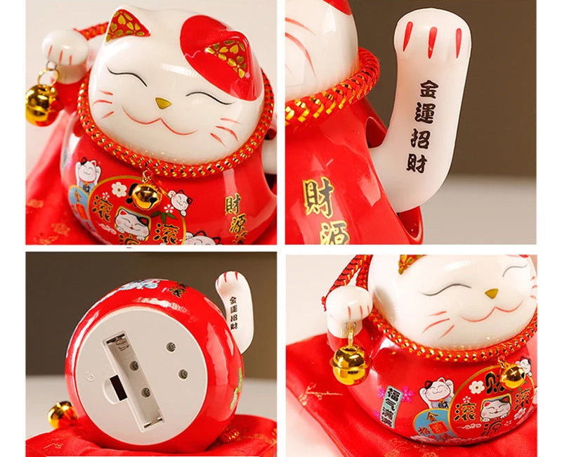 Chat Chinois Porte-Bonheur En Céramique