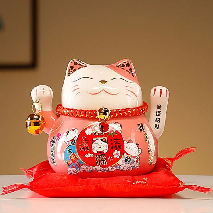 Chat Chinois Porte-Bonheur En Céramique