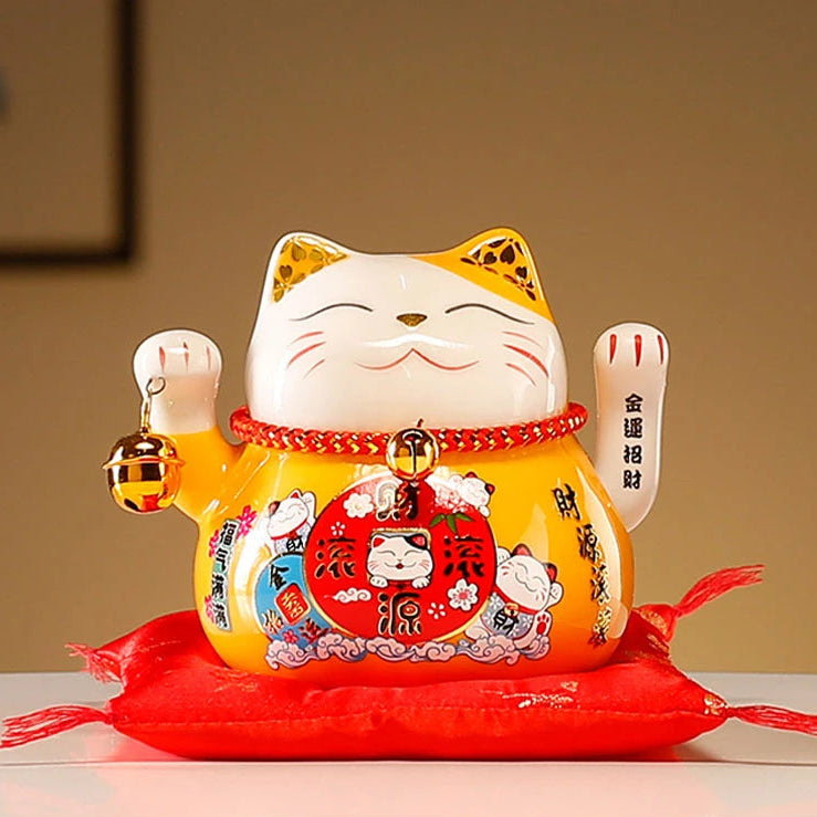 Chat Chinois Porte-Bonheur En Céramique