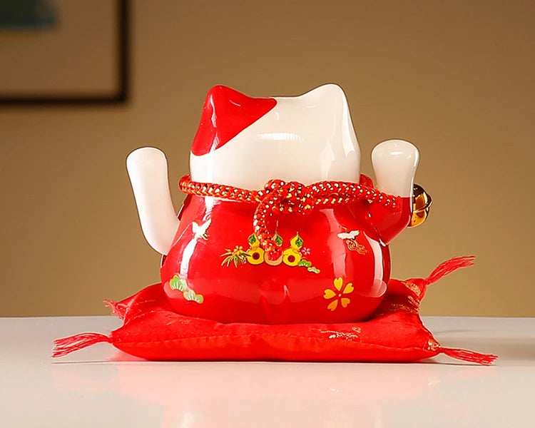 Chat Chinois Porte-Bonheur En Céramique